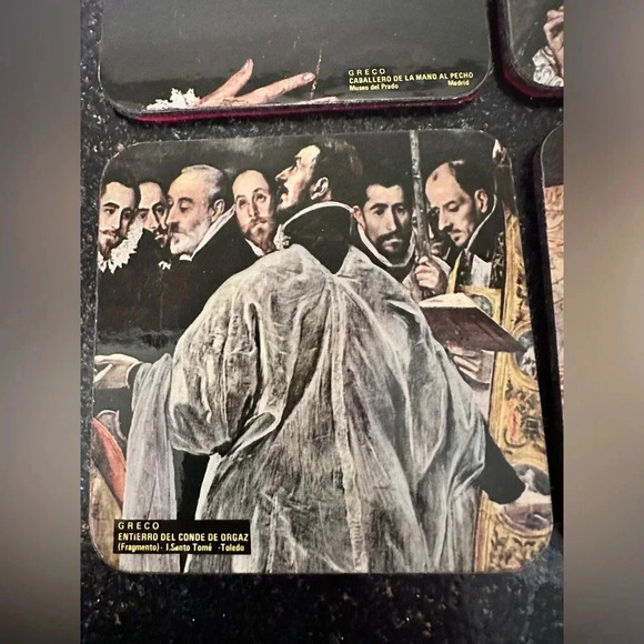Vintage Coasters: GRECO Coaster Set with Renaissance Art Designs - Picture 5 of 8